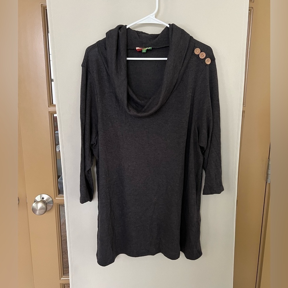 Fervor Womens 2XL Grey Cowl Neck‎ Tunic Pullover